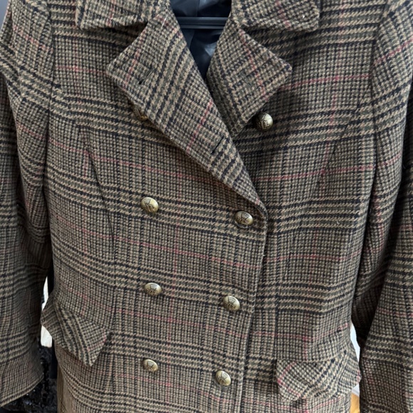 Lauren Ralph Lauren Plaid Double Breasted Coat In Brown - Picture 2 of 8